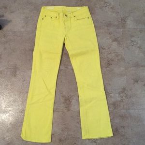 J Crew Bootleg bright yellow denim